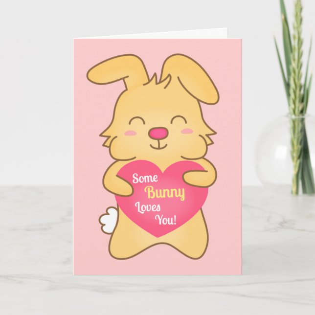 Some bunny loves you, cute humour holiday card (Front)