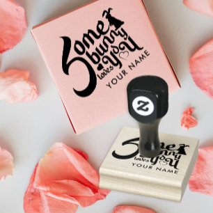 Some Bunny Loves You Cute Pun Stylish Typography Rubber Stamp