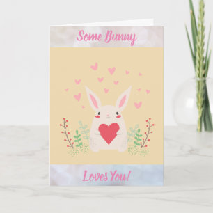 Some Bunny Loves You Cute Valentines Day Hearts Card