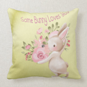 Some Bunny Loves You Cutesy Home Decor Cushion