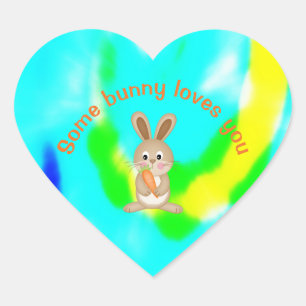Some Bunny Loves You Easter Rabbit TieDye Heart Sticker