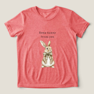 Some Bunny Loves You Green Bow Easter Tri-Blend Shirt