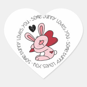Some Bunny Loves You Heart Sticker