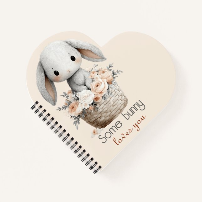 Some Bunny Loves You in Floral Basket Notebook (Front)