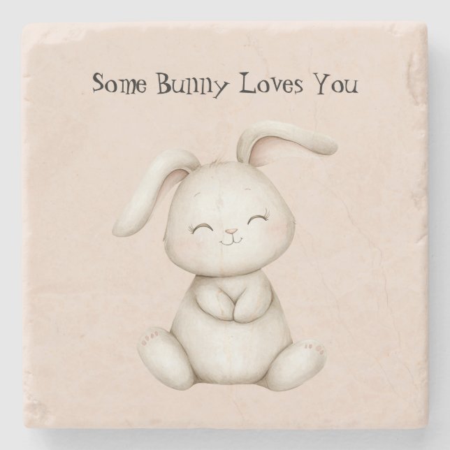 Some Bunny Loves You Stone Coaster (Front)
