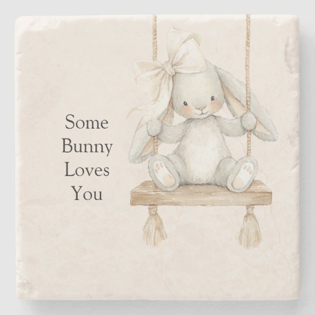Some Bunny Loves You Swing Stone Coaster (Front)