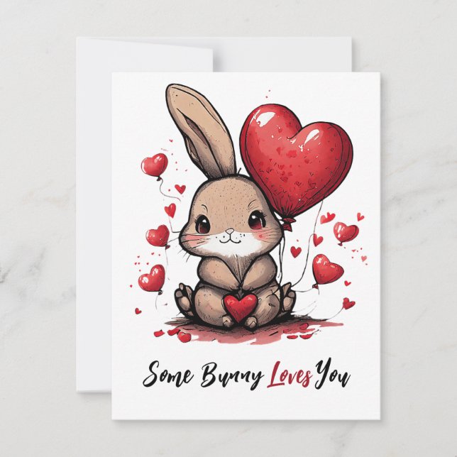 Some bunny loves you valentine holiday card (Front)