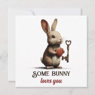 Some Bunny Loves You Vintage With Heart Key Card