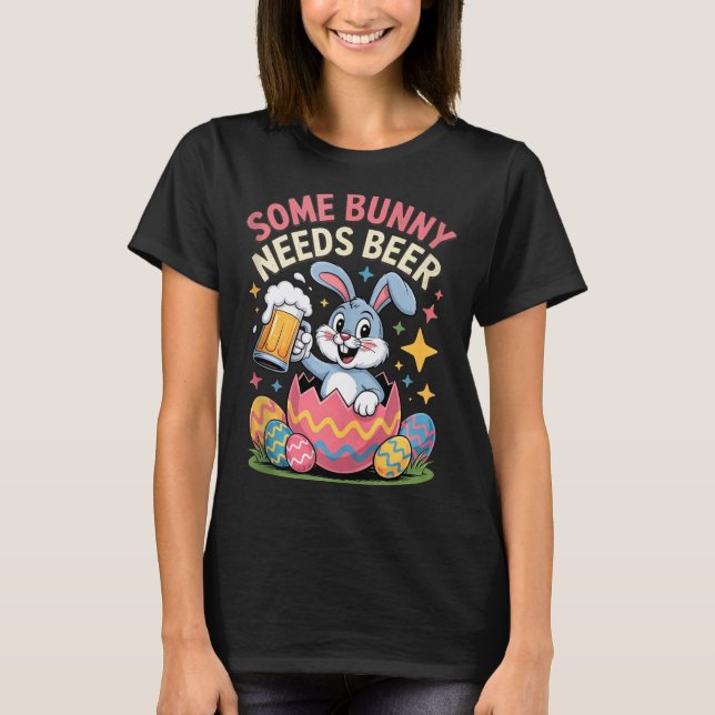 Some bunny needs beer funny easter party tank (Front)
