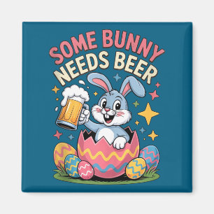 Some bunny needs beer funny easter party tank magnet