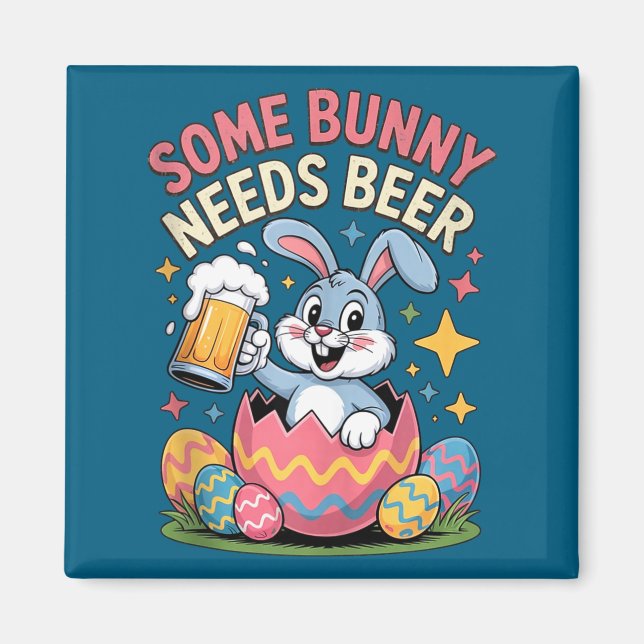 Some bunny needs beer funny easter party tank magnet (Front)