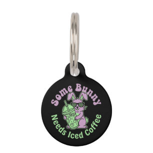 Some Bunny Needs Iced Coffee Retro Spring Easter Pet Tag