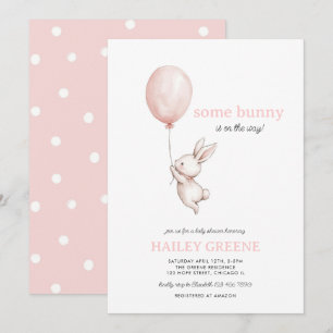 Some Bunny On the Way Pink Spring Girl Baby Shower Invitation