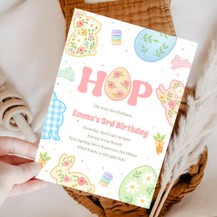 Some Bunny Pastel Floral 3rd Birthday Invitation