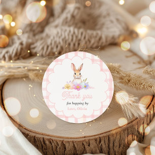 Some Bunny Pastel Spring Pink Bunny Birthday Favou Classic Round Sticker