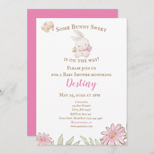 Some Bunny Pink Baby Shower Invitation