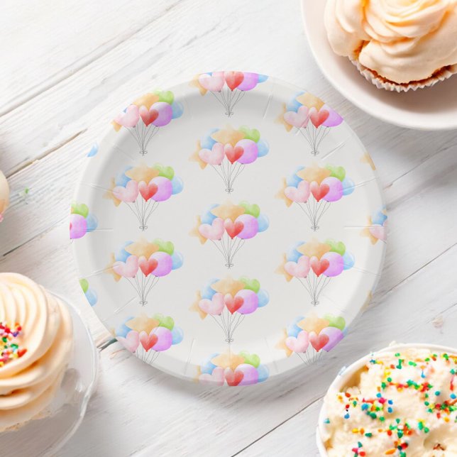 Some Bunny Repeating Rainbow Balloon Bunch Paper Plate (Creator Uploaded)