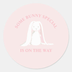 Some Bunny Special is on the way Baby Shower Classic Round Sticker