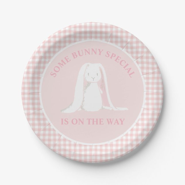 Some Bunny Special is on the way Baby Shower Paper Plate (Front)