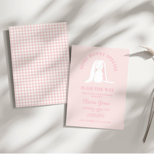 Some Bunny Special Pink Gingham Baby Shower Invitation