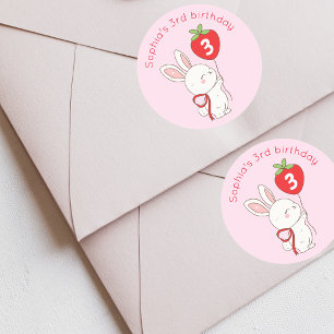 Some Bunny Strawberry Balloon Birthday Classic Round Sticker