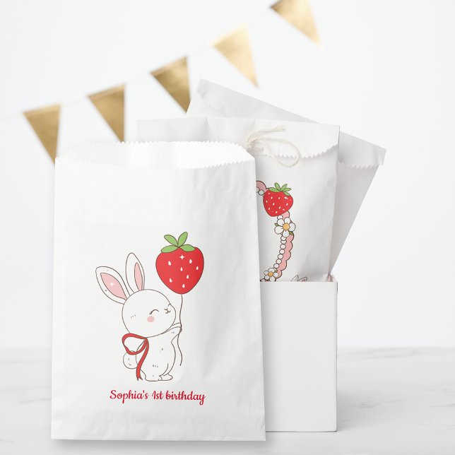 Some Bunny Strawberry Balloon Birthday Favour Bags (Creator Uploaded)