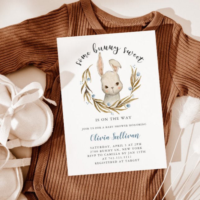 Some Bunny Sweet Boy Baby Shower Invitation (Creator Uploaded)