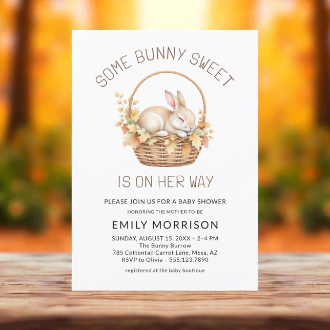 Some Bunny Sweet Girl Autumn Fall Baby Shower Invitation (Creator Uploaded)
