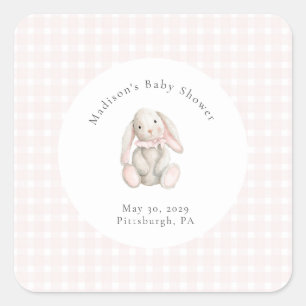 Some Bunny Sweet Pink Baby Shower  Square Sticker