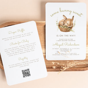 Some Bunny Sweet QR Code Neutral Baby Shower Invitation