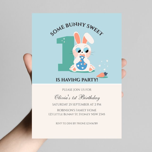 Some bunny sweet rabbit birthday invitation (Creator Uploaded)