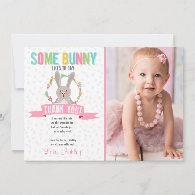 Some Bunny Thank You Card Birthday Party Girl (Front)