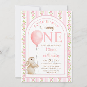 Some Bunny Vintage Rabbit 1st Birthday Invitation