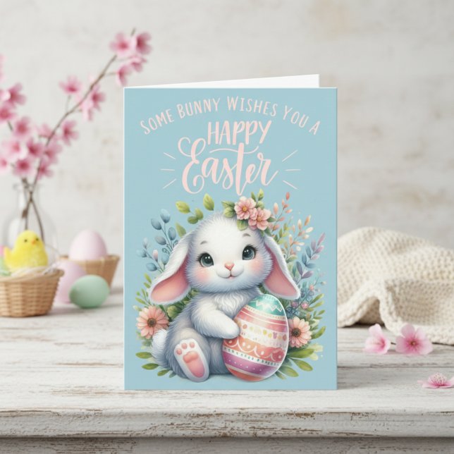 Some Bunny Wishes You A Happy Easter Custom Holiday Card (Some Bunny Wishes You A Happy Easter Custom Holiday Card)