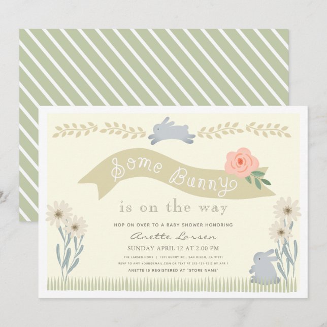 Some Bunny Yellow Gender Neutral Baby Shower Invitation (Front/Back)