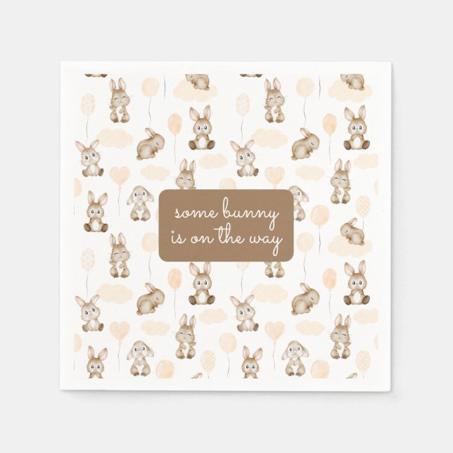Some Bunny's on the Way Gender Neutral Baby Shower Napkin (Front)