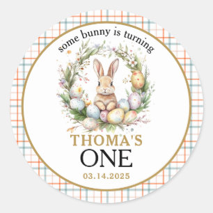 Some easter Bunny Is Turning one 1st birthday Classic Round Sticker