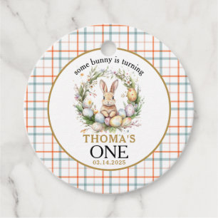 Some easter Bunny Is Turning one 1st birthday Favour Tags