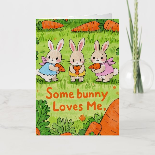 Some Easter Bunny Loves Me  Foil Greeting Card (Front)