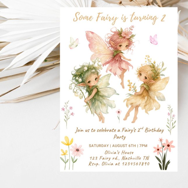 Some Fairy Is Turning 2 Birthday Party Invitation (Creator Uploaded)