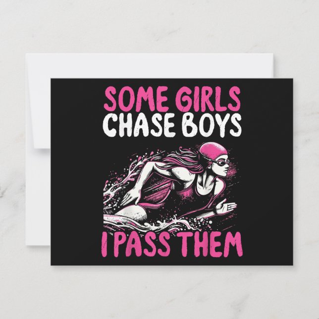 Some Girls Chase Boys I Pass Them - Funny Swimming Holiday Card (Front)