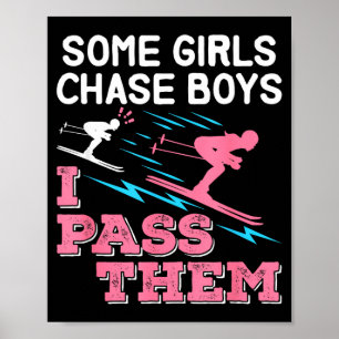 Some girls chase boys pass ski skier girl women poster