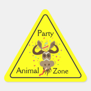 Some Gnu Stuff_Partier Gnu_Party Animal Zone Triangle Sticker
