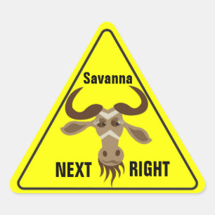 Some Gnu Stuff_road sign_Savanna Next Right Triangle Sticker