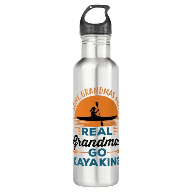 Some Grandmas Knit Real Grandmas Go Kayaking 710 Ml Water Bottle (Front)