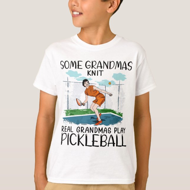 Some grandmas knit real grandmas play pickleball T-Shirt (Front)