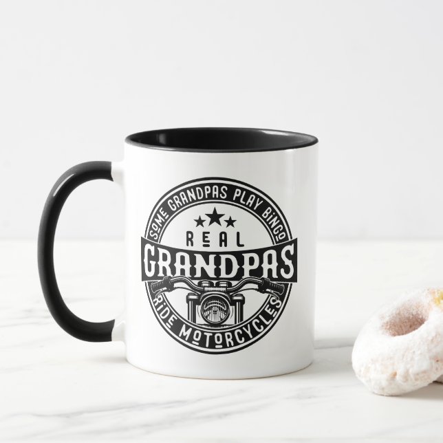 Some Grandpas Play Bingo Real Grandpas Ride Motorc Mug (With Donut)