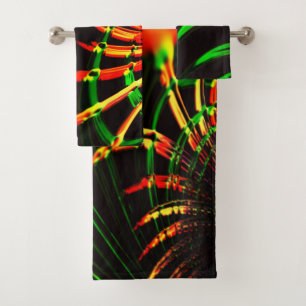 Some grass leaves, fire colours in 'flower petals' bath towel set