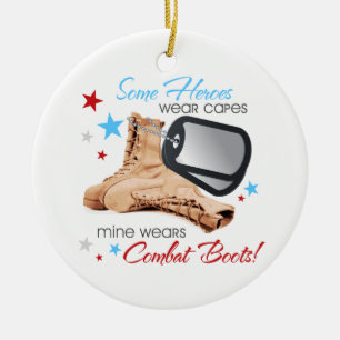 Some Heroes Wear Capes, Mine Wears Combat Boots Ceramic Tree Decoration