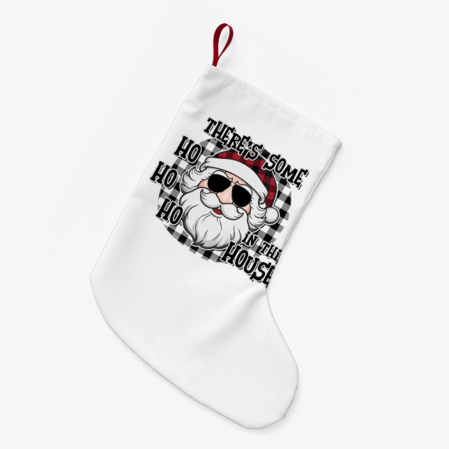 Some Hos in This House | Punny Santa Sublimation Small Christmas Stocking (Front (Hanging))